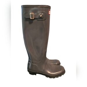 HUNTER Original Gloss Gray Tall Rain Boots Size 7-Men 8-Women EU 39 UK 6